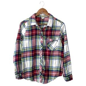Aerie Plaid Flannel Button Down Shirt Soft Fall Casual Pumpkin Patch Size Small